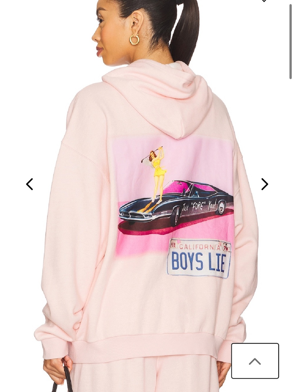 Boys Lie M/L Light Pink Zip-Up Hoodie with Floral Embroidery